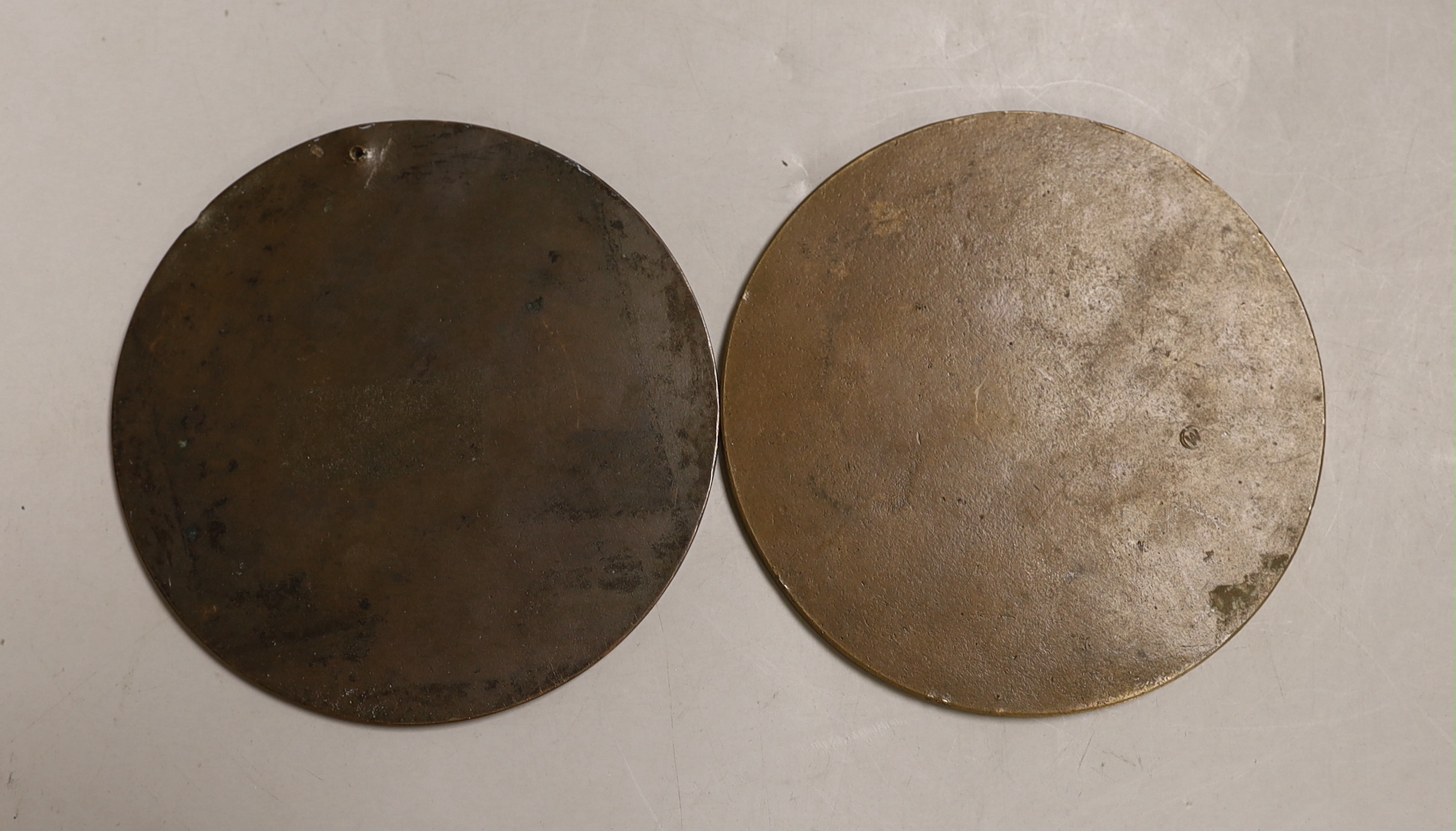 Two WWI death plaques commemorating William Nurse and George Whitehouse